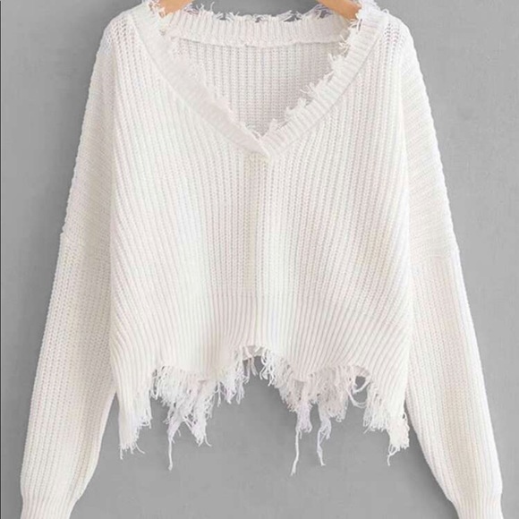 White Cropped Off the Shoulder Long Sleeve - Picture 4 of 11